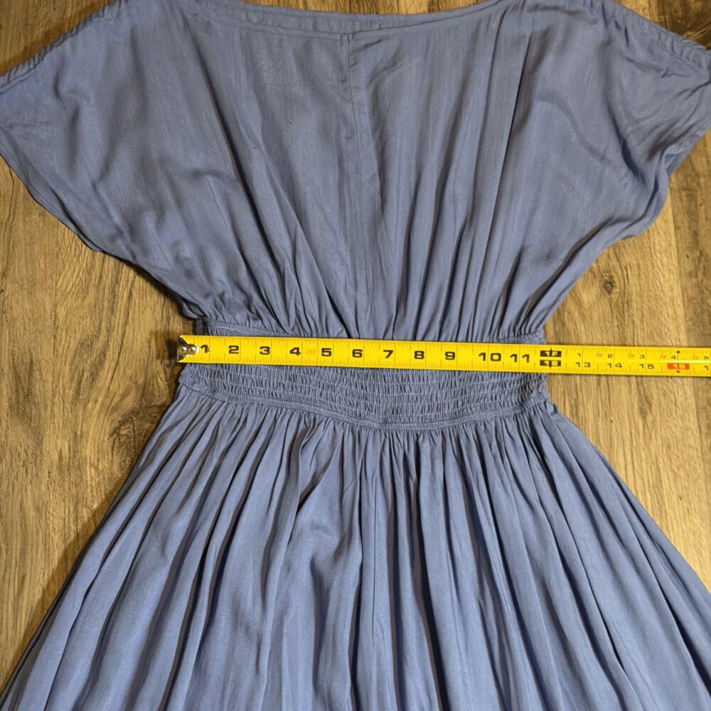 Cupshe Women's Size Small Blue Midi Maxi Dress Smocked Waist Cottagecore Boho - Picture 7 of 8